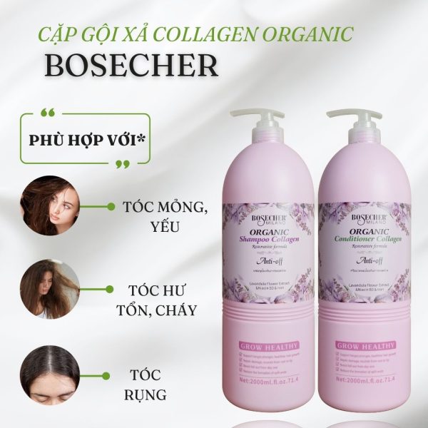 Dầu xả Collagen Organic Bosecher - 2000ml - Ảnh 2