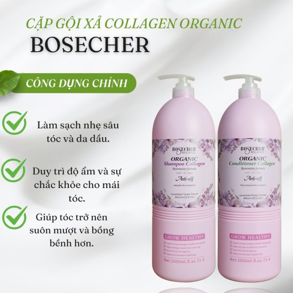 Cặp gội xả Collagen Organic Bosecher -2000ml - Ảnh 6
