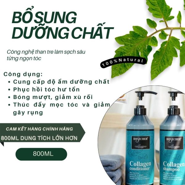 Dầu Xả Bosecher Bamboo Charcoal - 800ml - Ảnh 4